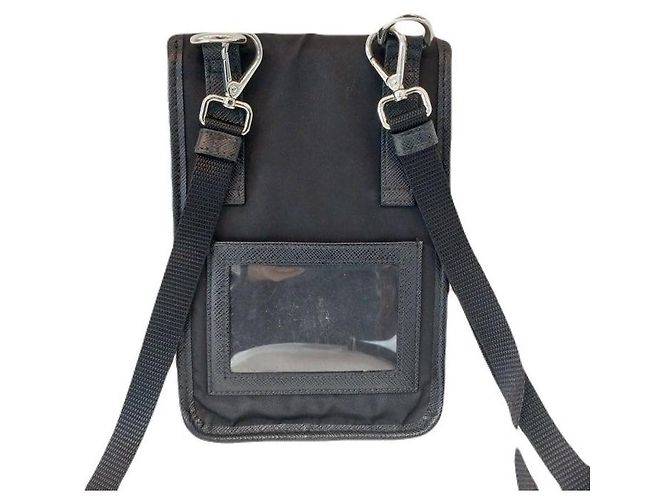Prada Custodia per telefono nera da uomo e donna Borsa a tracolla Re-Nylon Saffiano Nero - vista 3