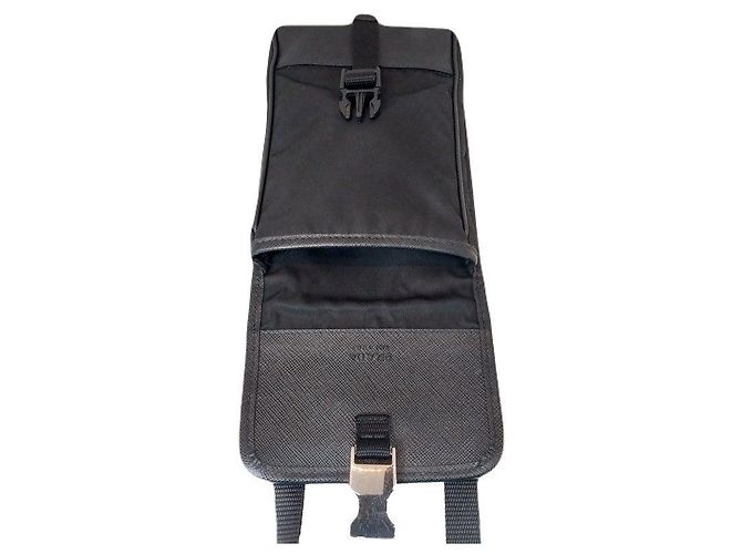 Prada Custodia per telefono nera da uomo e donna Borsa a tracolla Re-Nylon Saffiano Nero - vista 4