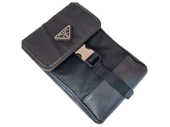 Prada Custodia per telefono nera da uomo e donna Borsa a tracolla Re-Nylon Saffiano Nero - vista 5