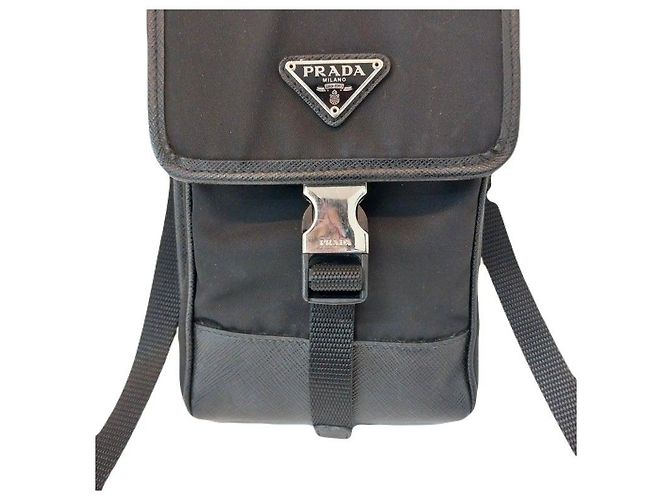 Prada Custodia per telefono nera da uomo e donna Borsa a tracolla Re-Nylon Saffiano Nero - vista 6