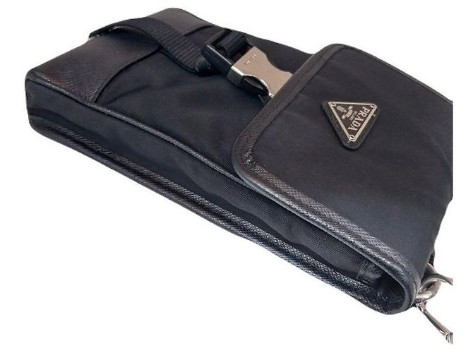 Prada Custodia per telefono nera da uomo e donna Borsa a tracolla Re-Nylon Saffiano Nero - vista 7