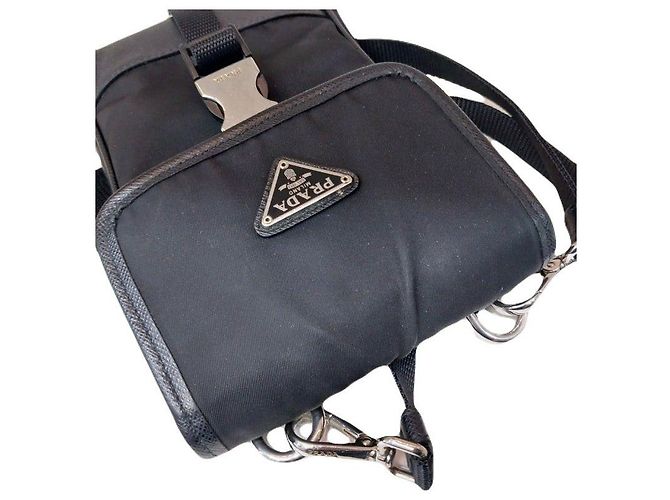 Prada Custodia per telefono nera da uomo e donna Borsa a tracolla Re-Nylon Saffiano Nero - vista 8