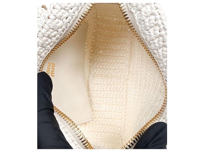 Miu Miu White Arcadi Crochet Tote Bag - view 6