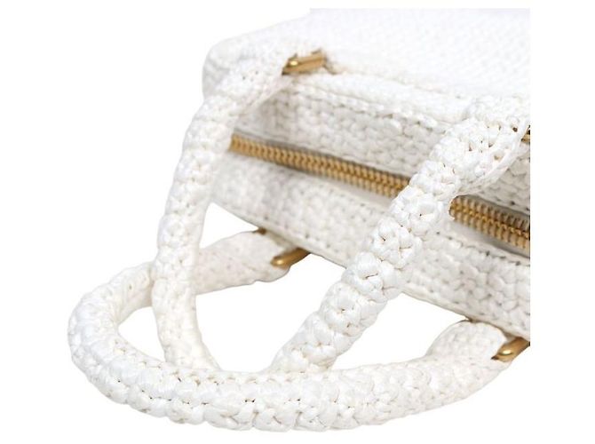 Miu Miu White Arcadi Crochet Tote Bag - view 8