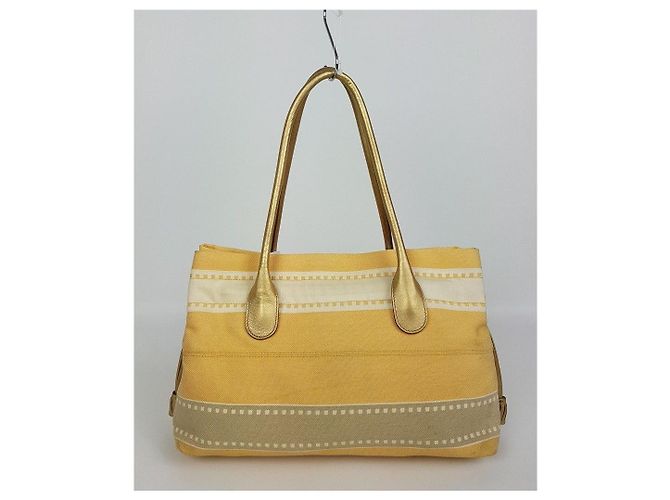 Borsa a tracolla in tela Salvatore Ferragamo Vara Bow Giallo - vista 5