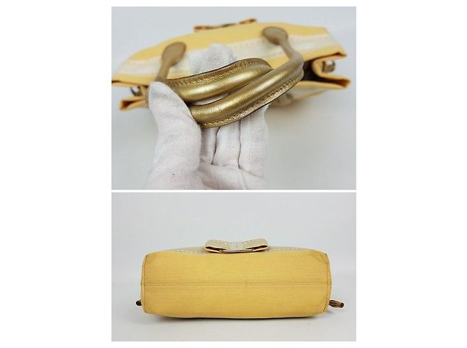 Borsa a tracolla in tela Salvatore Ferragamo Vara Bow Giallo - vista 6