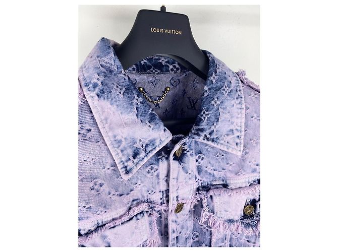 Louis Vuitton Giacca in denim con cappuccio Monogram e frange Multicolore - vista 2