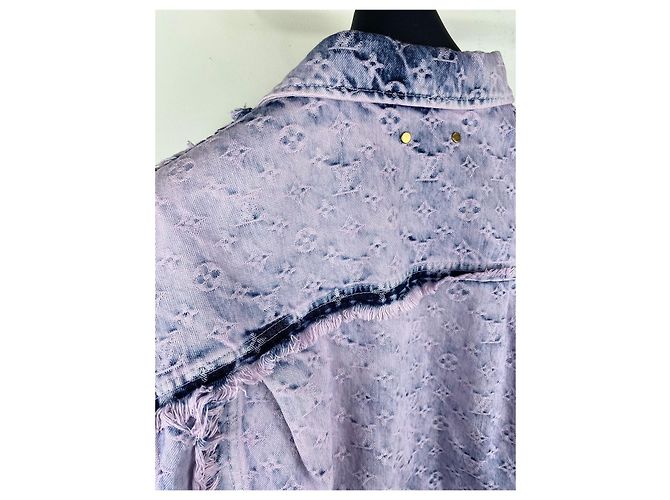 Louis Vuitton Giacca in denim con cappuccio Monogram e frange Multicolore - vista 4