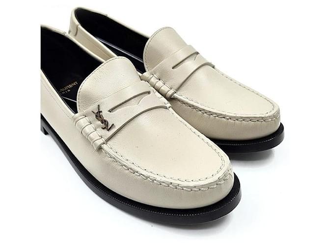 Saint Laurent Mocassini Penny Monogram Bianco - vista 3
