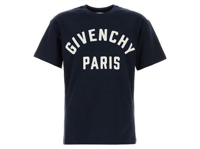 Givenchy T-shirt de algodão com patch Paris Azul - vista 3