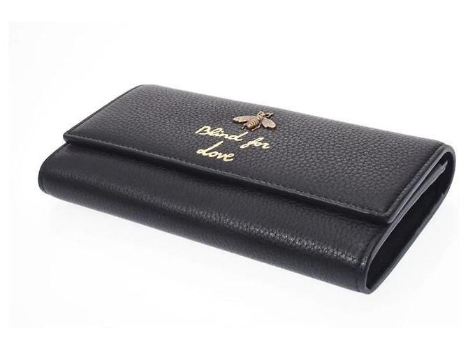 Gucci Women's Leather Long Wallet BEE BLACK - view 4
