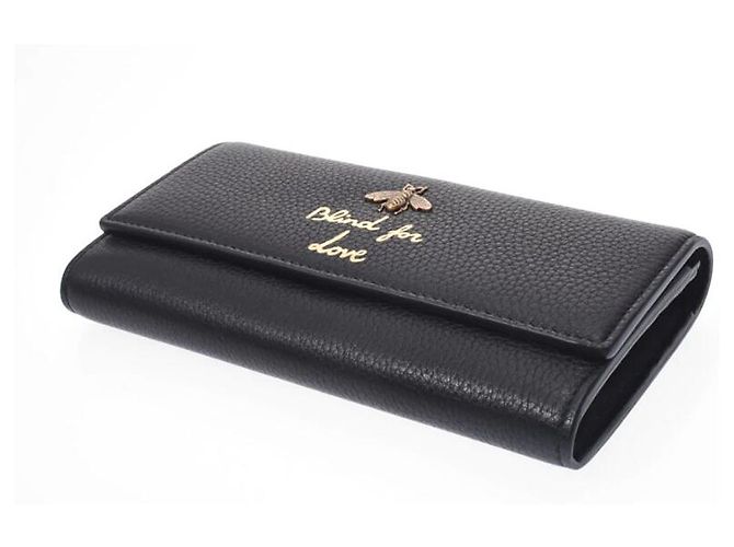 Gucci Women's Leather Long Wallet BEE BLACK - view 8
