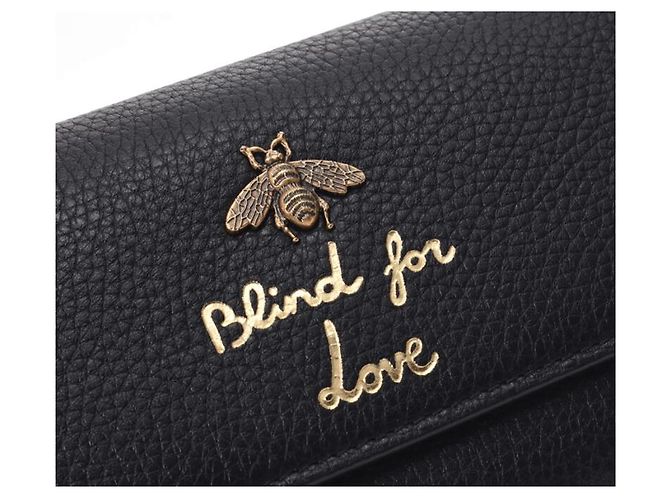 Gucci Women's Leather Long Wallet BEE BLACK - view 9