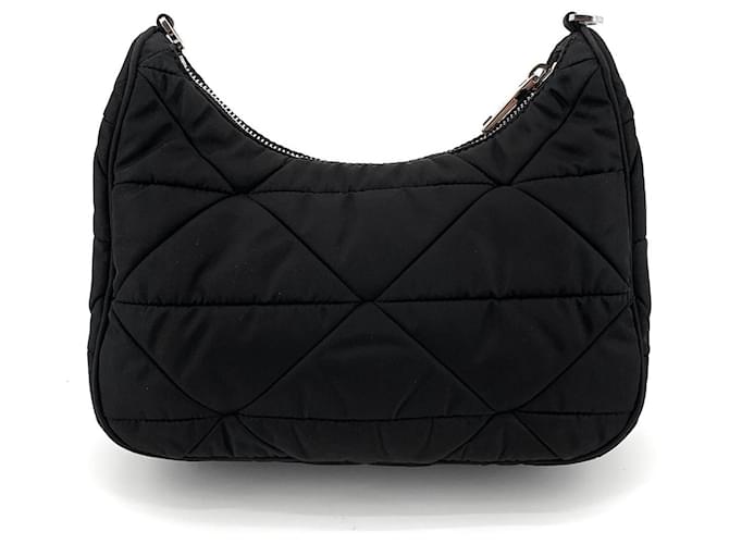 Prada Borsa Hobo Multi Crossbody in Nylon Imbottito Patchwork Nero - vista 4