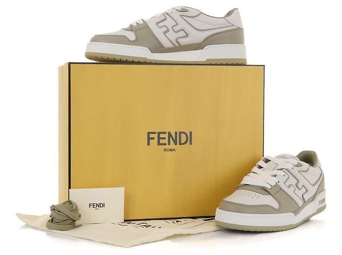 Fendi Sneakers FF Logo Leather Match AOMN Bianco - vista 12