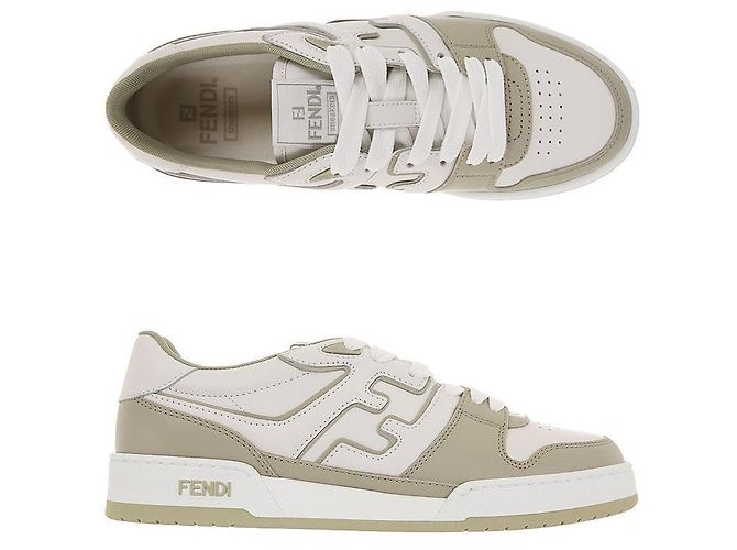 Fendi Sneakers FF Logo Leather Match AOMN Bianco - vista 2