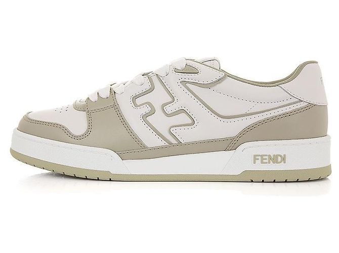 Fendi Sneakers FF Logo Leather Match AOMN Bianco - vista 3