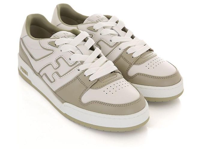 Fendi Sneakers FF Logo Leather Match AOMN Bianco - vista 4
