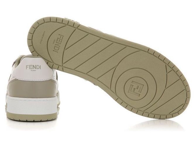 Fendi Sneakers FF Logo Leather Match AOMN Bianco - vista 6