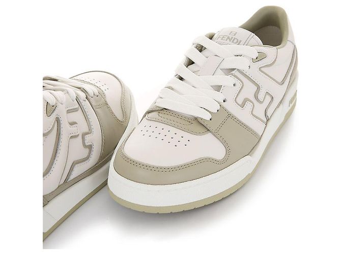 Fendi Sneakers FF Logo Leather Match AOMN Bianco - vista 7