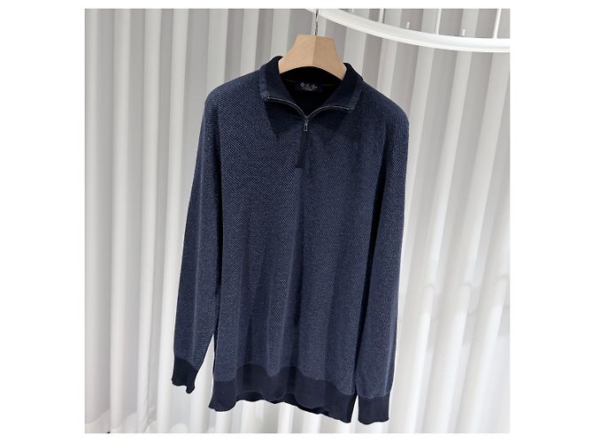 Loro Piana Pull en cachemire à demi-zip Bleu - vue 2