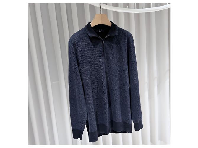 Loro Piana Pull en cachemire à demi-zip Bleu - vue 3