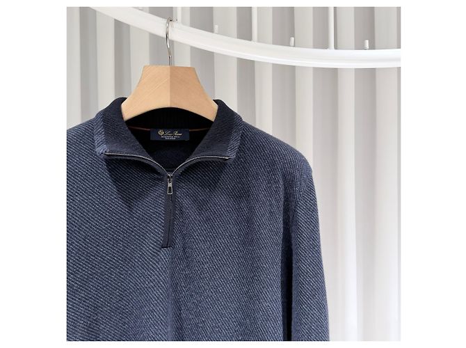 Loro Piana Pull en cachemire à demi-zip Bleu - vue 4