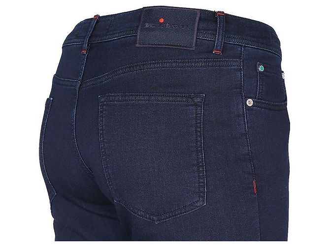 Kiton Logo Tab Wool Denim Pants Black - view 11