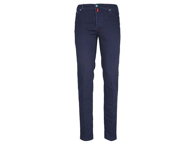 Kiton Logo Tab Wool Denim Pants Black - view 3