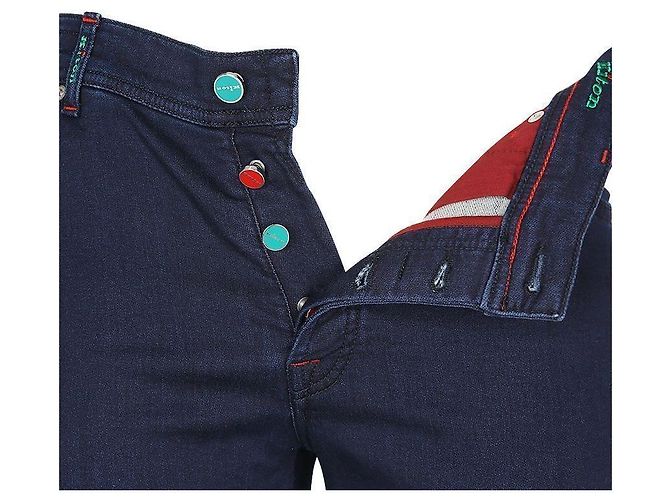 Kiton Logo Tab Wool Denim Pants Black - view 9