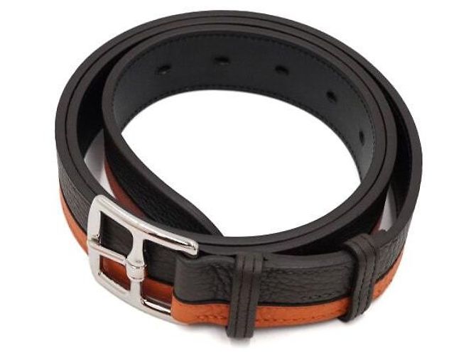 Hermès Cintura bicolore marrone e arancione da uomo - vista 2