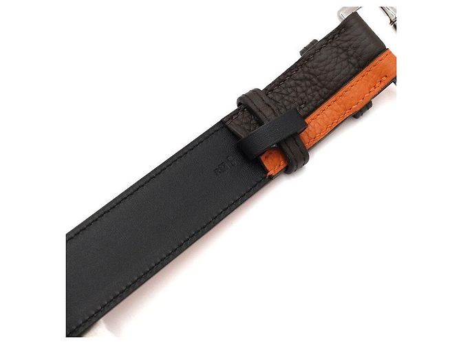 Hermès Cintura bicolore marrone e arancione da uomo - vista 4