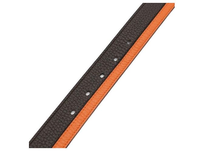 Hermès Cintura bicolore marrone e arancione da uomo - vista 5