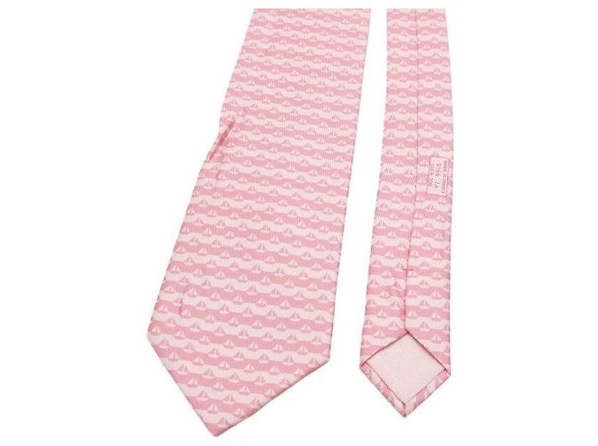 Hermès Pink Sailboat Pattern Silk Tie - view 3
