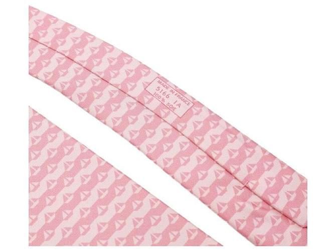 Hermès Pink Sailboat Pattern Silk Tie - view 4
