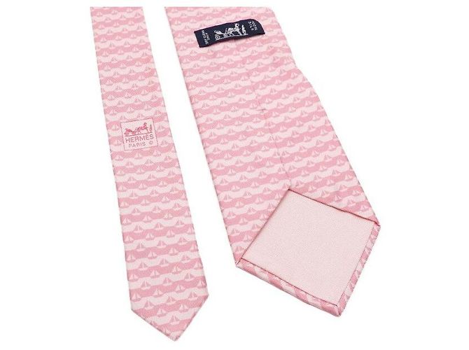 Hermès Pink Sailboat Pattern Silk Tie - view 5