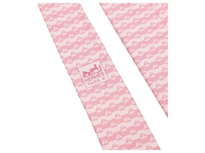 Hermès Pink Sailboat Pattern Silk Tie - view 6