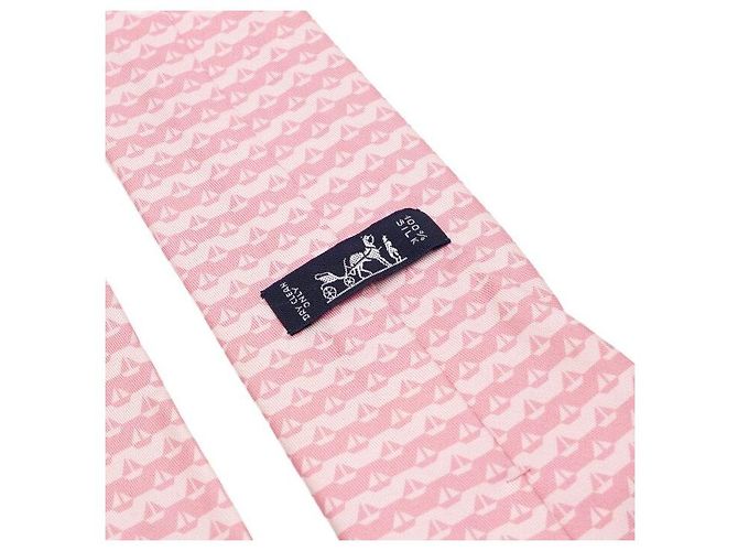 Hermès Pink Sailboat Pattern Silk Tie - view 7