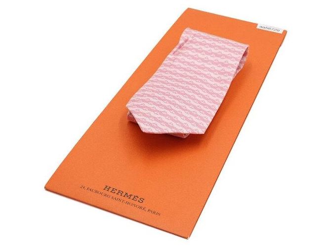Hermès Pink Sailboat Pattern Silk Tie - view 8