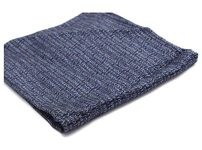 Louis Vuitton Fazzoletto da taschino in seta blu navy - vista 3