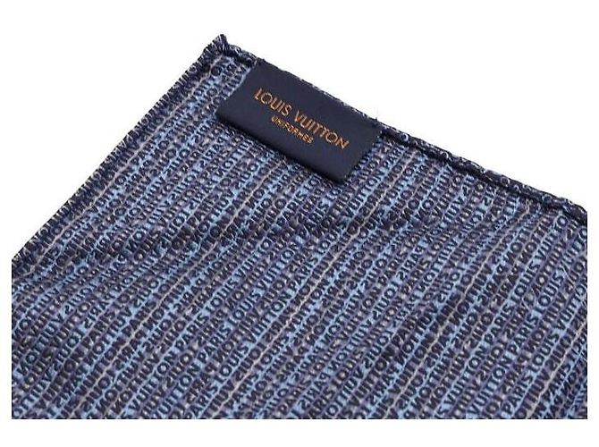 Louis Vuitton Fazzoletto da taschino in seta blu navy - vista 4