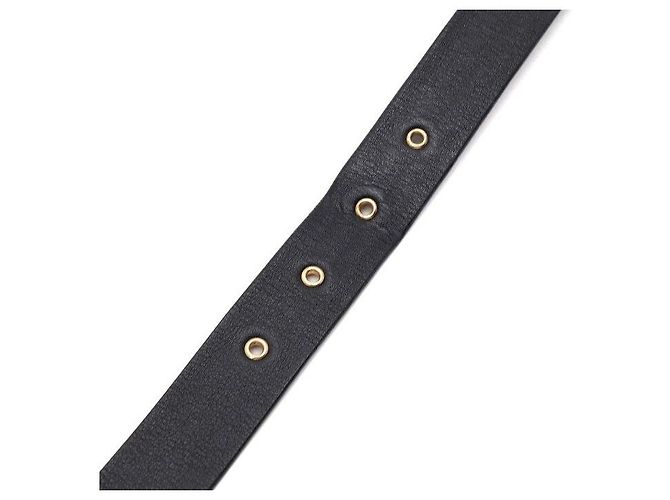 Chanel Damengürtel aus schwarzem Leder mit goldfarbenem CC-Logo - Ansicht 9