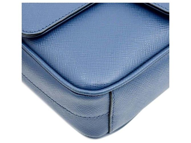 Prada Borsa a tracolla con catena in Saffiano Blu - vista 6