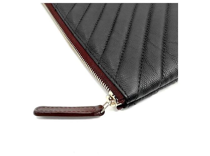 Chanel Clutch Caviar Chevron New Medium Nero - vista 6