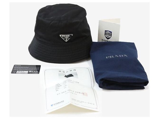 Prada Re-Nylon Bucket Hat mit Dreieckslogo Schwarz - Ansicht 7