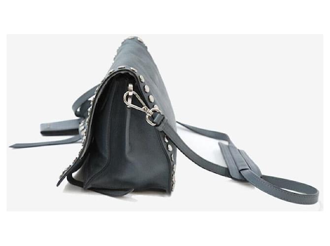 Prada Borsa a Tracolla Etiquette Studded Blue - vista 2