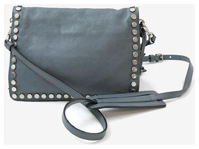Prada Borsa a Tracolla Etiquette Studded Blue - vista 3