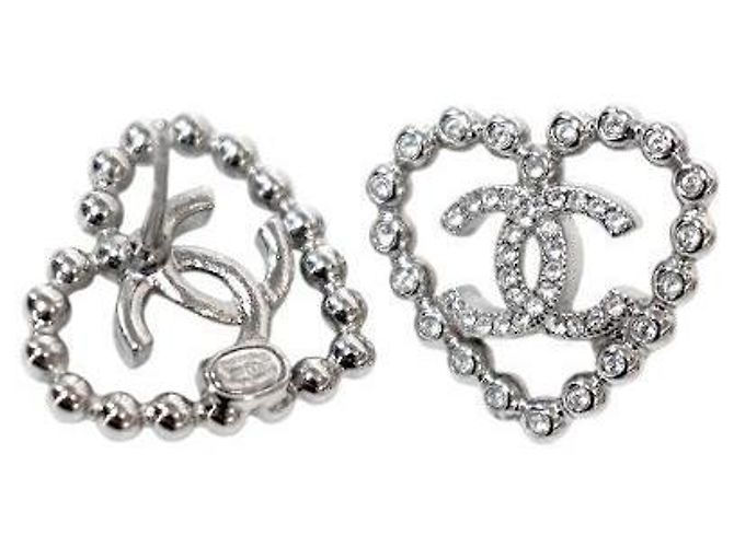 Chanel Boucles d'oreilles Heart CC Silver - vue 4