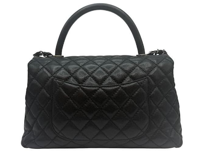 Chanel Borsa Medium Flap Coco Handle in Caviar Nero - vista 4
