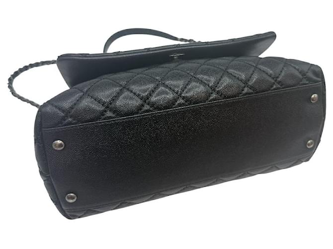 Chanel Borsa Medium Flap Coco Handle in Caviar Nero - vista 5